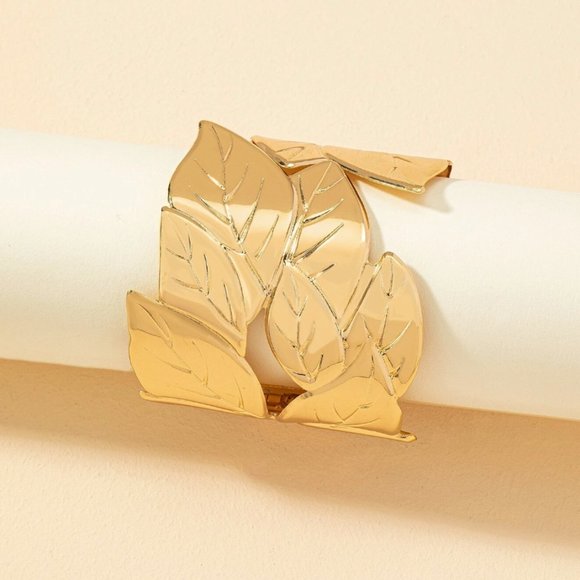 Gold Leaf Thick Bangle - Picture 2 of 7